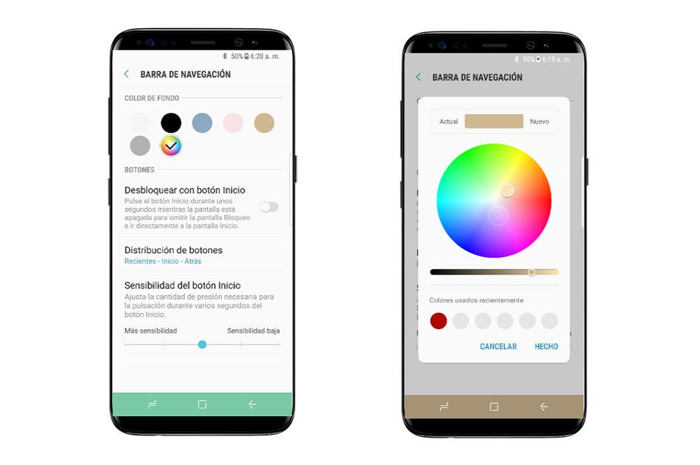 barra de navegacion como cambiar su color en samsung