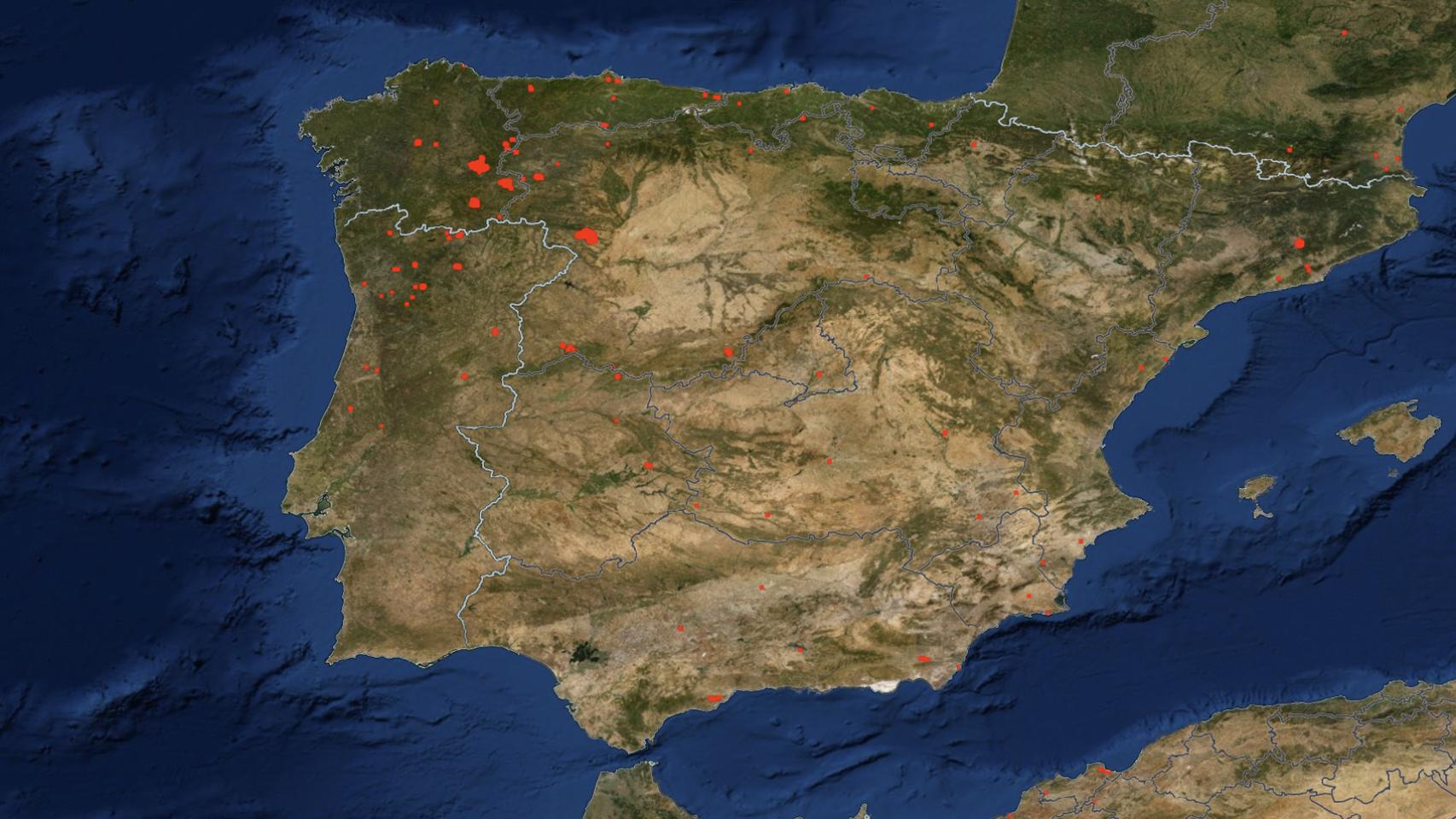 google maps incendios en tiempo real en espana