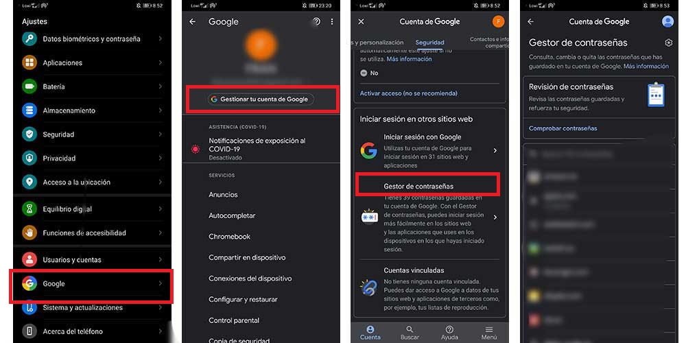 mis contrasenas guardadas como borrarlas en android
