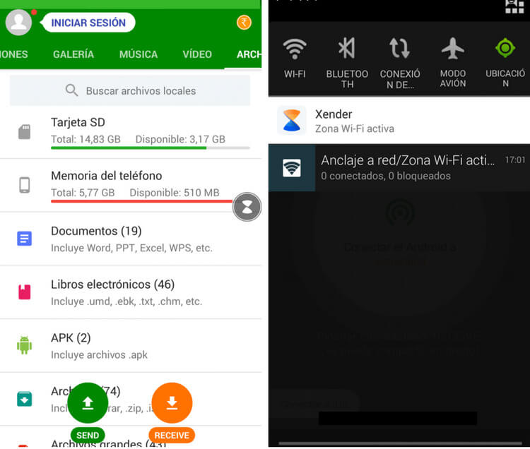 xender descubre como enviar archivos sin internet